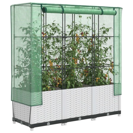 Raised bed with greenhouse cover in rattan look 120x40x138 cm by , Pots and planters - Ref: Foro24-4015843, Price: 87,92 €, D...