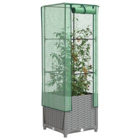 Raised bed with greenhouse cover in rattan look 40x40x139 cm by , Pots and planters - Ref: Foro24-4015855, Price: 44,53 €, Di...