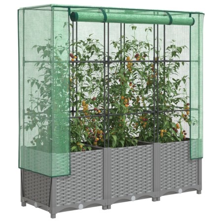 Raised bed with greenhouse cover in rattan look 120x40x138 cm by , Pots and planters - Ref: Foro24-4015857, Price: 87,92 €, D...