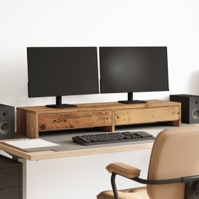 Soporte de monitor con cajones madera envejecida 100x27x15 cm de , Bases y elevadores para ordenadores - Ref: Foro24-854677, ...