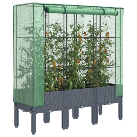 Raised bed with greenhouse cover in rattan appearance 120x40x140 cm by , Pots and planters - Ref: Foro24-4015834, Price: 91,0...