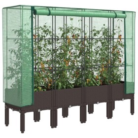 Raised bed with greenhouse cover in rattan appearance 160x40x140 cm by , Pots and planters - Ref: Foro24-4015807, Price: 111,...