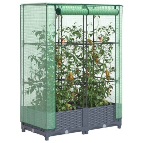 Raised bed with greenhouse cover in rattan appearance 80x40x123 cm by , Pots and planters - Ref: Foro24-4015824, Price: 56,99...