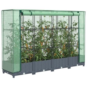 Garden bed with greenhouse cover in rattan look 160x40x123 cm by , Pots and planters - Ref: Foro24-4015826, Price: 90,99 €, D...