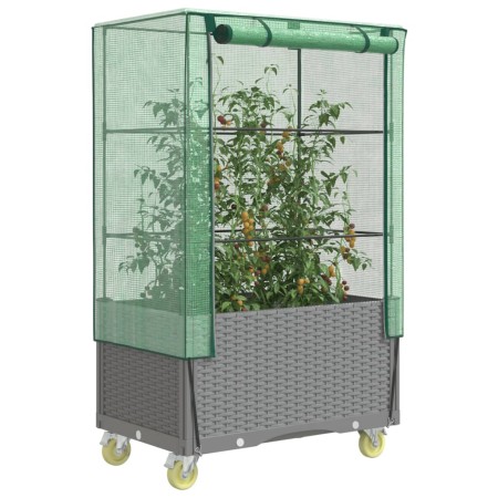 Raised bed with greenhouse cover in rattan look 80x50x182 cm by , Pots and planters - Ref: Foro24-4015864, Price: 124,97 €, D...