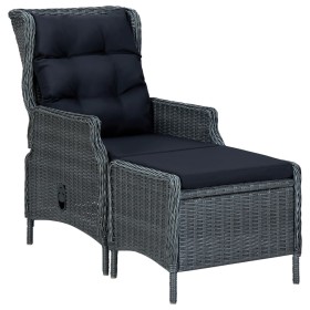 Silla de jardín reclinable con reposapiés ratán PE gris oscuro de vidaXL, Sillas de jardín - Ref: Foro24-313303, Precio: 458,...