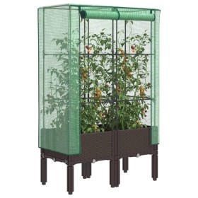 Raised bed with greenhouse cover in rattan look 80x40x140 cm by , Pots and planters - Ref: Foro24-4015805, Price: 68,99 €, Di...