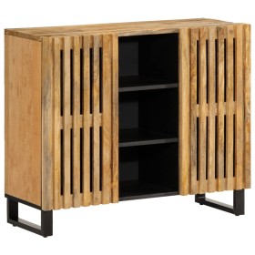 Solid rough mango wood sideboard 90x34x75 cm by , Lockers and storage cabinets - Ref: Foro24-377574, Price: 184,83 €, Discoun...