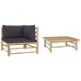 Garden furniture set 2 pieces bamboo and dark gray cushions by vidaXL, Modular outdoor sofas - Ref: Foro24-313152, Price: 122...