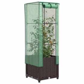 Raised bed with greenhouse cover in rattan look 40x40x139 cm by , Pots and planters - Ref: Foro24-4015799, Price: 44,53 €, Di...