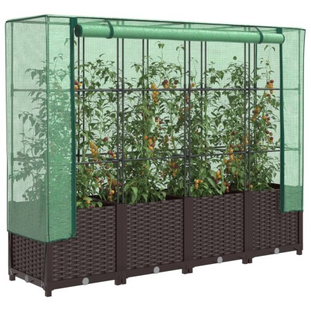 Raised bed with greenhouse cover in rattan look 160x40x138 cm by , Pots and planters - Ref: Foro24-4015802, Price: 103,94 €, ...