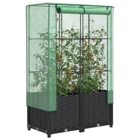 Raised bed with greenhouse cover in rattan look 80x40x138 cm by , Pots and planters - Ref: Foro24-4015814, Price: 66,99 €, Di...