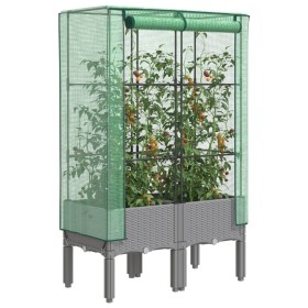 Raised bed with greenhouse cover in rattan look 80x40x140 cm by , Pots and planters - Ref: Foro24-4015861, Price: 68,99 €, Di...