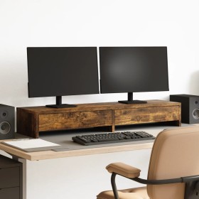 Monitor stand and smoked oak wood drawers 100x27x15 cm by , Computer bases and risers - Ref: Foro24-854674, Price: 50,99 €, D...