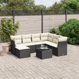 8-teiliges Gartensofa-Set mit schwarzen Polstern aus synthetischem Rattan. von , Gartensets - Ref: Foro24-3263222, Preis: 514...