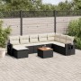 8-teiliges Gartensofa-Set mit schwarzen Polstern aus synthetischem Rattan. von , Modulare Sofas für den Außenbereich - Ref: F...