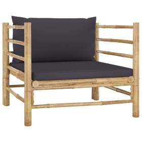 Bamboo garden sofa with dark gray cushions by vidaXL, Modular outdoor sofas - Ref: Foro24-313156, Price: 140,86 €, Discount: %