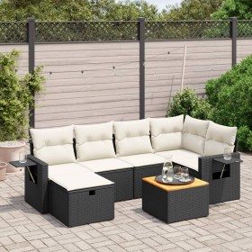 Garten-Essgruppe 7-teilig mit schwarzen Polstern aus synthetischem Rattan von , Gartensets - Ref: Foro24-3264948, Preis: 442,...