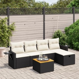 6-teiliges Gartensofa-Set und Kissen aus schwarzem Kunststoff-Rattan. von , Gartensets - Ref: Foro24-3264941, Preis: 383,33 €...