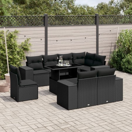 8-piece garden sofa set with black synthetic rattan cushions by , Garden sets - Ref: Foro24-3269295, Price: 788,56 €, Discoun...