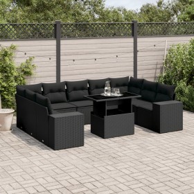 Garden sofa set 10 pieces with black synthetic rattan cushions by , Garden sets - Ref: Foro24-3269365, Price: 724,00 €, Disco...