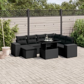 8-teiliges Gartensofa-Set mit schwarzen Polstern aus synthetischem Rattan. von , Gartensets - Ref: Foro24-3269325, Preis: 622...