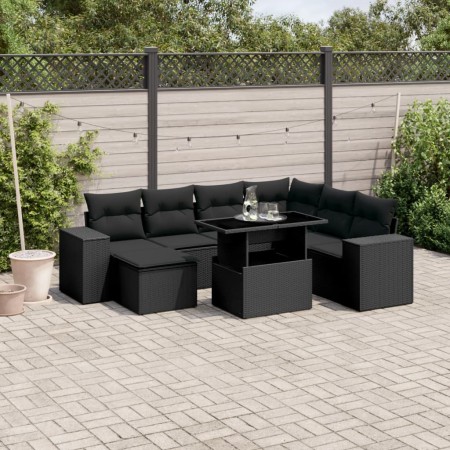 8-teiliges Gartensofa-Set mit schwarzen Polstern aus synthetischem Rattan. von , Gartensets - Ref: Foro24-3269325, Preis: 599...