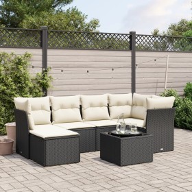 7-piece garden dining set with black synthetic rattan cushions by , Garden sets - Ref: Foro24-3263182, Price: 452,32 €, Disco...