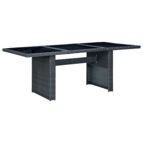 Mesa de jardín de ratán sintético y vidrio templado gris oscuro de vidaXL, Mesas de jardín - Ref: Foro24-313309, Precio: 214,...