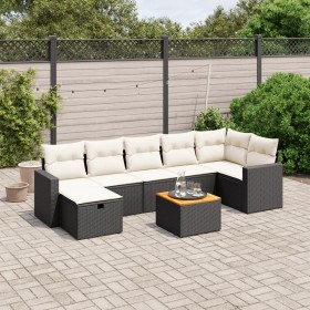 8-teiliges Gartensofa-Set mit schwarzen Polstern aus synthetischem Rattan. von , Gartensets - Ref: Foro24-3264843, Preis: 503...