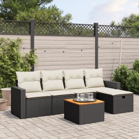 6-teiliges Gartensofa-Set und Kissen aus schwarzem Kunststoff-Rattan. von , Gartensets - Ref: Foro24-3264829, Preis: 342,44 €...