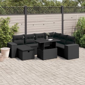 8-teiliges Gartensofa-Set mit schwarzen Polstern aus synthetischem Rattan. von , Gartensets - Ref: Foro24-3275315, Preis: 626...