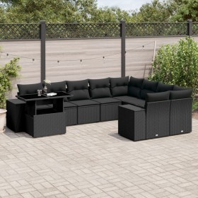 Gartensofagarnitur 10-teilig mit schwarzen Polstern aus synthetischem Rattan von , Gartensets - Ref: Foro24-3269395, Preis: 7...