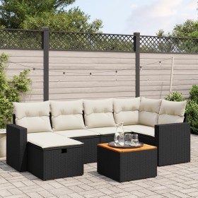 Garten-Essgruppe 7-teilig mit schwarzen Polstern aus synthetischem Rattan. von , Gartensets - Ref: Foro24-3264836, Preis: 430...