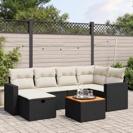 Garten-Essgruppe 7-teilig mit schwarzen Polstern aus synthetischem Rattan. von , Gartensets - Ref: Foro24-3264836, Preis: 425...