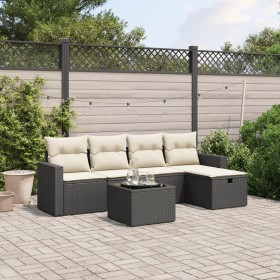 6-teiliges Gartensofa-Set und Kissen aus schwarzem Kunststoff-Rattan. von , Gartensets - Ref: Foro24-3263472, Preis: 369,05 €...