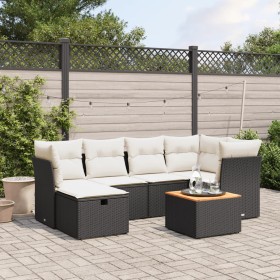 Garten-Essgruppe 7-teilig mit schwarzen Polstern aus synthetischem Rattan von , Gartensets - Ref: Foro24-3264724, Preis: 434,...