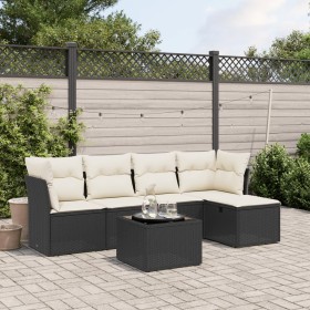 6-teiliges Gartensofa-Set und Kissen aus schwarzem Kunststoff-Rattan. von , Gartensets - Ref: Foro24-3263142, Preis: 393,99 €...