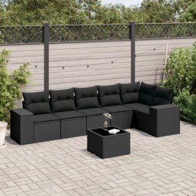 Garten-Essgruppe 7-teilig mit schwarzen Polstern aus synthetischem Rattan von , Gartensets - Ref: Foro24-3254932, Preis: 503,...