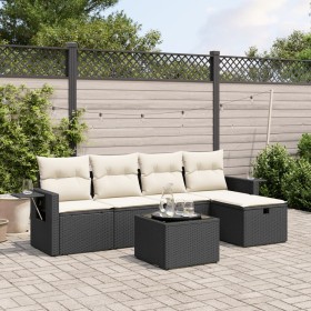 6-teiliges Gartensofa-Set und Kissen aus schwarzem Kunststoff-Rattan. von , Gartensets - Ref: Foro24-3263782, Preis: 405,28 €...