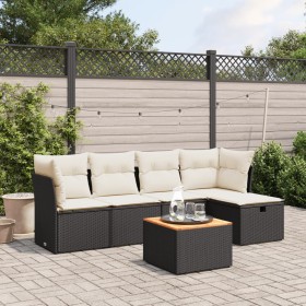 6-teiliges Gartensofa-Set und Kissen aus schwarzem Kunststoff-Rattan. von , Gartensets - Ref: Foro24-3264710, Preis: 355,72 €...