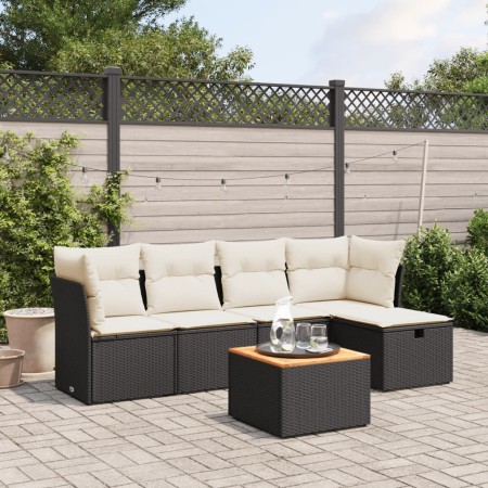 6-piece garden sofa set with black synthetic rattan cushions by , Garden sets - Ref: Foro24-3264710, Price: 355,72 €, Discoun...