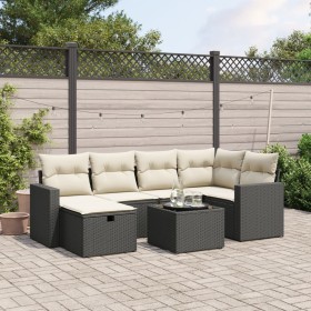 Garten-Essgruppe 7-teilig mit schwarzen Polstern aus synthetischem Rattan von , Gartensets - Ref: Foro24-3263492, Preis: 449,...