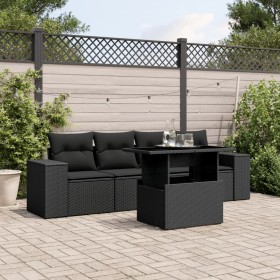 Gartenmöbel-Set 5-teilig mit schwarzen Polstern aus synthetischem Rattan von , Gartensets - Ref: Foro24-3268985, Preis: 406,6...