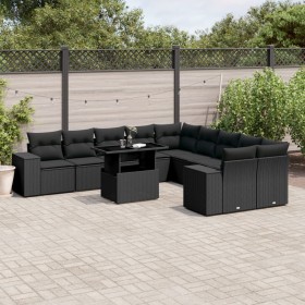 Gartensofagarnitur 11-teilig mit schwarzen Polstern aus synthetischem Rattan von , Gartensets - Ref: Foro24-3269425, Preis: 8...