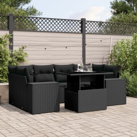 Gartensofagarnitur 7-teilig mit schwarzen Polstern aus synthetischem Rattan von , Gartensets - Ref: Foro24-3269015, Preis: 56...