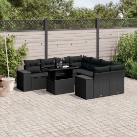 8-teiliges Gartensofa-Set mit schwarzen Polstern aus synthetischem Rattan. von , Gartensets - Ref: Foro24-3269055, Preis: 674...