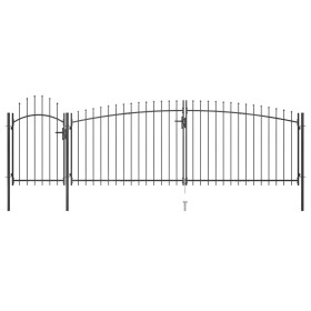 Garden fence gate with spear top 5x2 m black by , garden gates - Ref: Foro24-146324, Price: 447,86 €, Discount: %