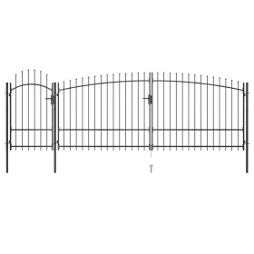 Garden fence gate with spear top 5x2.25 m black by , garden gates - Ref: Foro24-146325, Price: 371,06 €, Discount: %