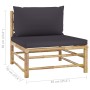 Garden furniture set 3 pieces bamboo and dark gray cushions by vidaXL, Modular outdoor sofas - Ref: Foro24-313150, Price: 167...